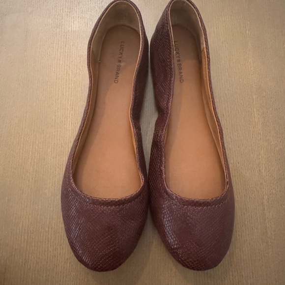 Lucky Brand Emmie Brown Textured Women's Ballet Flats Size 11M NWOT - Picture 2 of 9